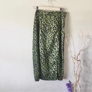 High Waist Midi Leopard Green Skirt size 8 M